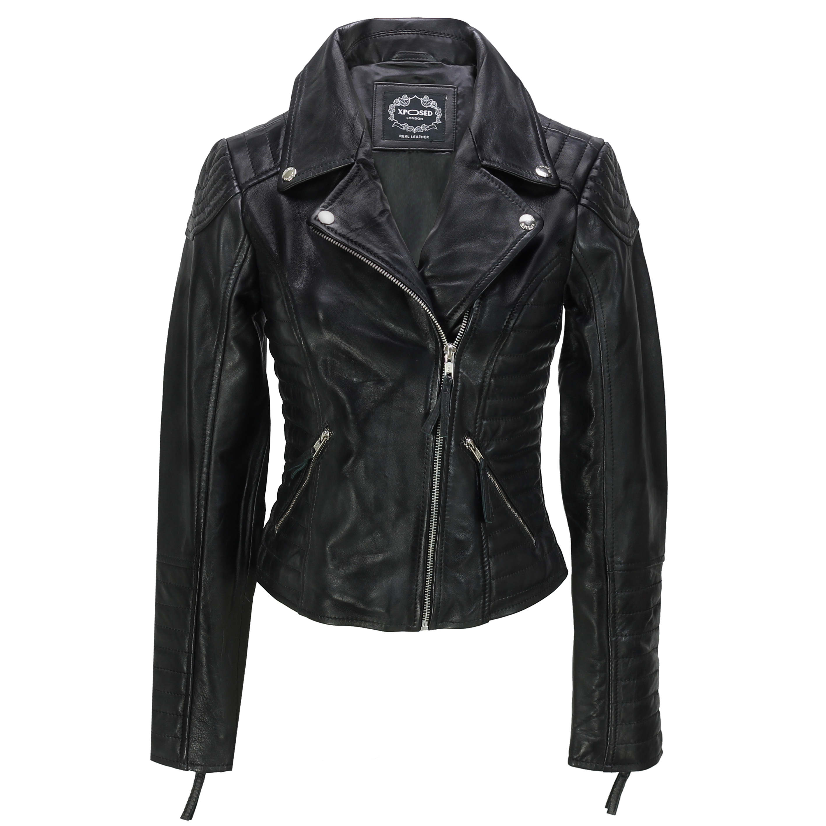 Ladies 100% Genuine Real Leather Biker Jacket Soft Slim Fit Vintage Style Fitted | eBay